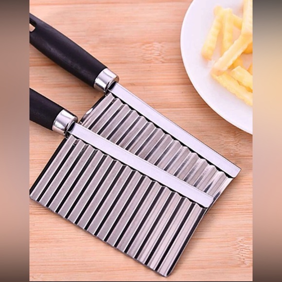 Stainless Steel French Fry Cutter Two Tone Potato Wave Cutter Waffle Cut Kitchen - Picture 7 of 13
